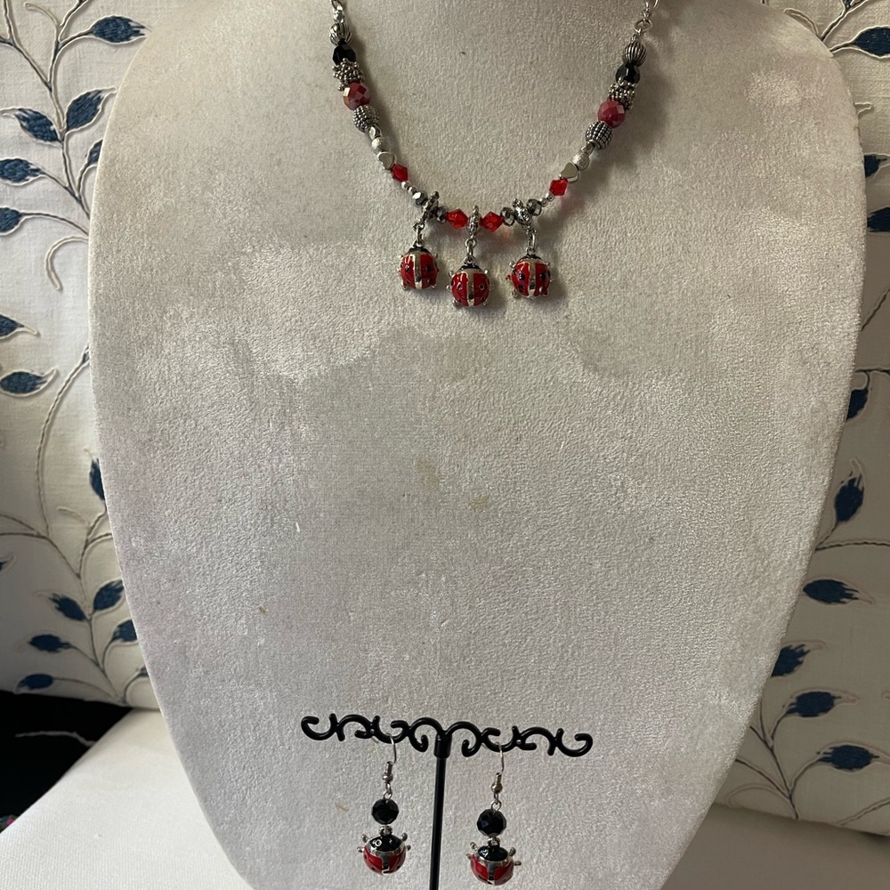 Elegant Red and Black Jewelry Set